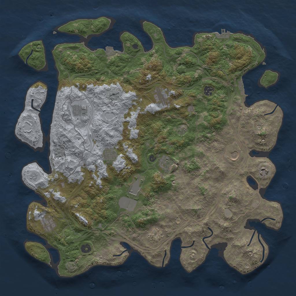 Rust Map: Procedural Map, Size: 4500, Seed: 1727961601, 19 Monuments