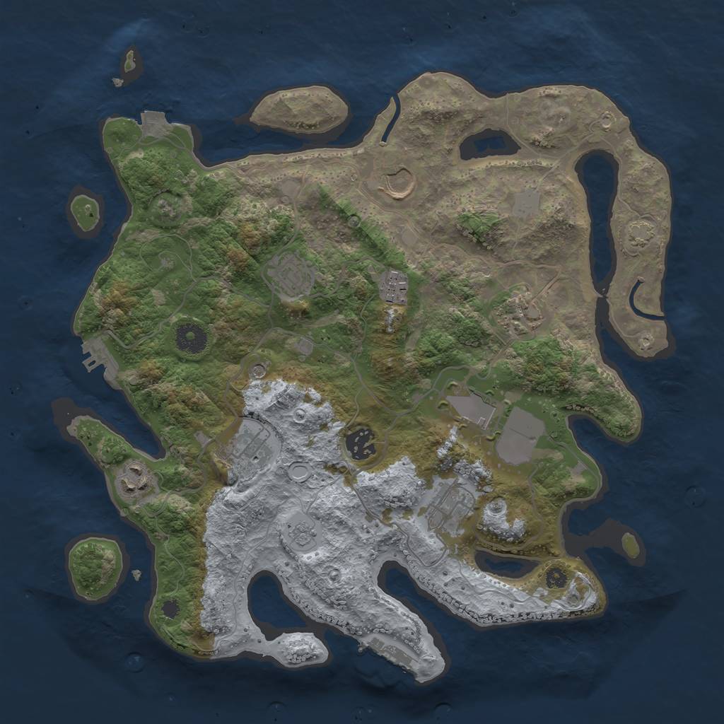 Rust Map: Procedural Map, Size: 3500, Seed: 592131327, 17 Monuments