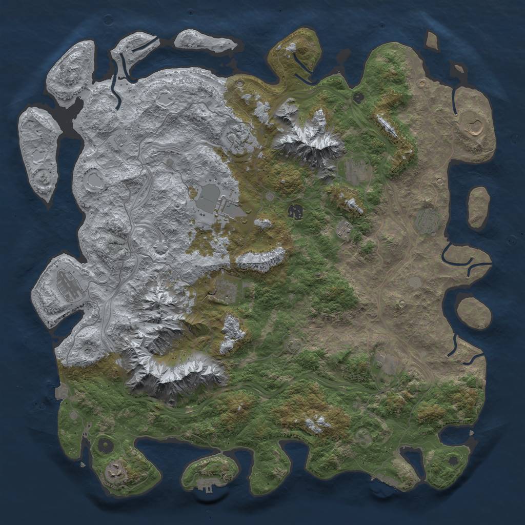 Rust Map: Procedural Map, Size: 5000, Seed: 534216, 19 Monuments