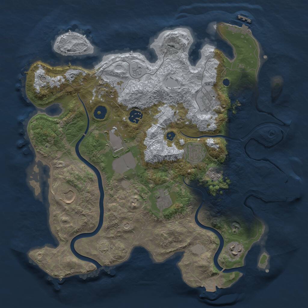 Rust Map: Procedural Map, Size: 3500, Seed: 1246778025, 15 Monuments