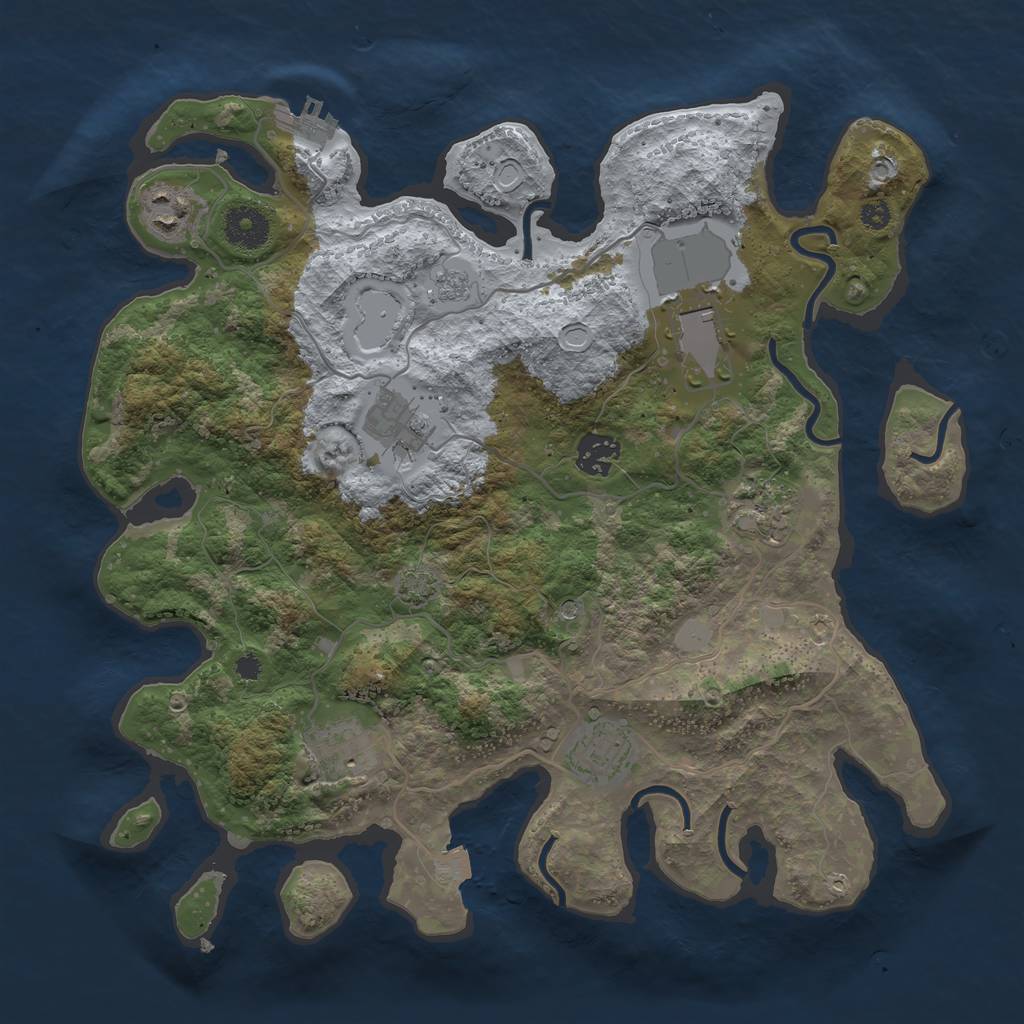 Rust Map: Procedural Map, Size: 3500, Seed: 535381392, 14 Monuments