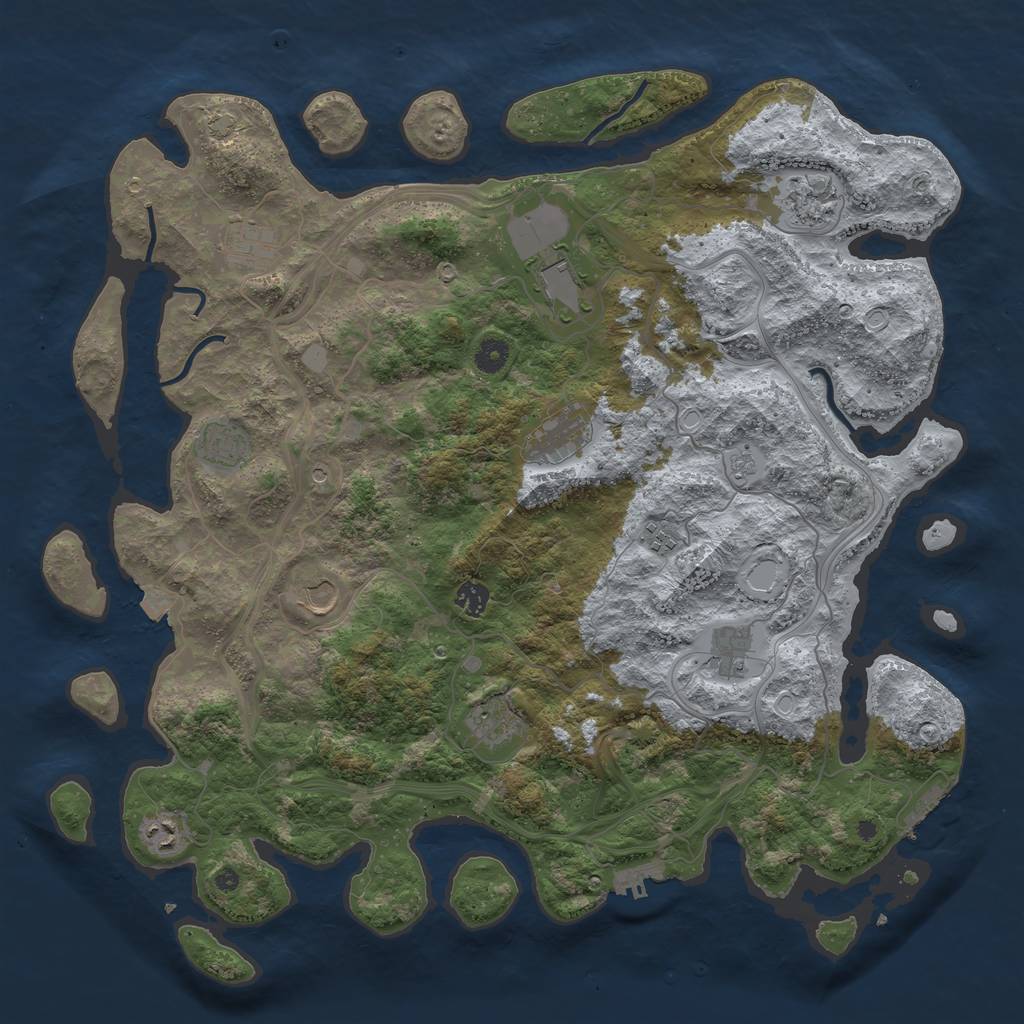 Rust Map: Procedural Map, Size: 4500, Seed: 354206858, 19 Monuments