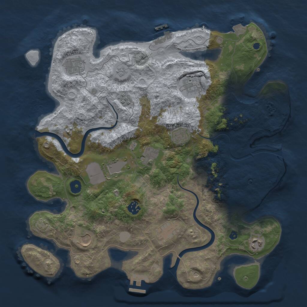 Rust Map: Procedural Map, Size: 3700, Seed: 41631421, 16 Monuments