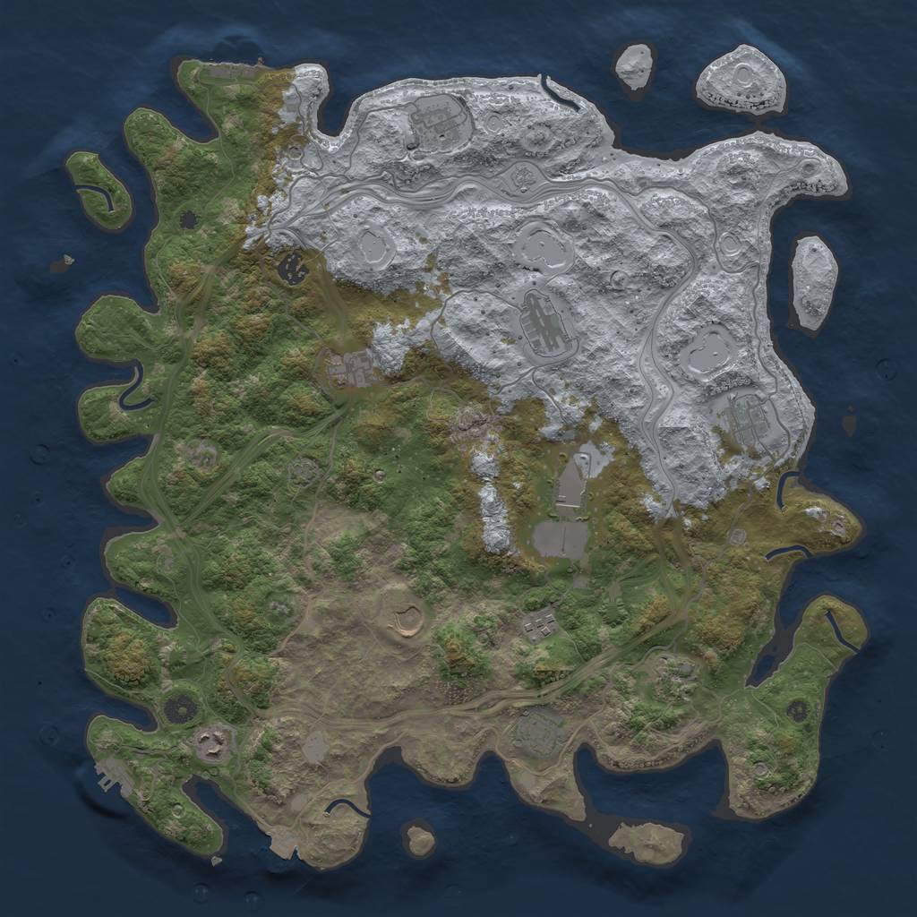 Rust Map: Procedural Map, Size: 4500, Seed: 1999215888, 19 Monuments