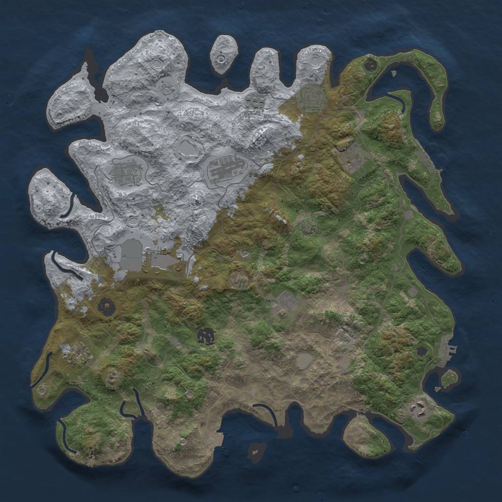 Rust Map: Procedural Map, Size: 4200, Seed: 1053384937, 18 Monuments