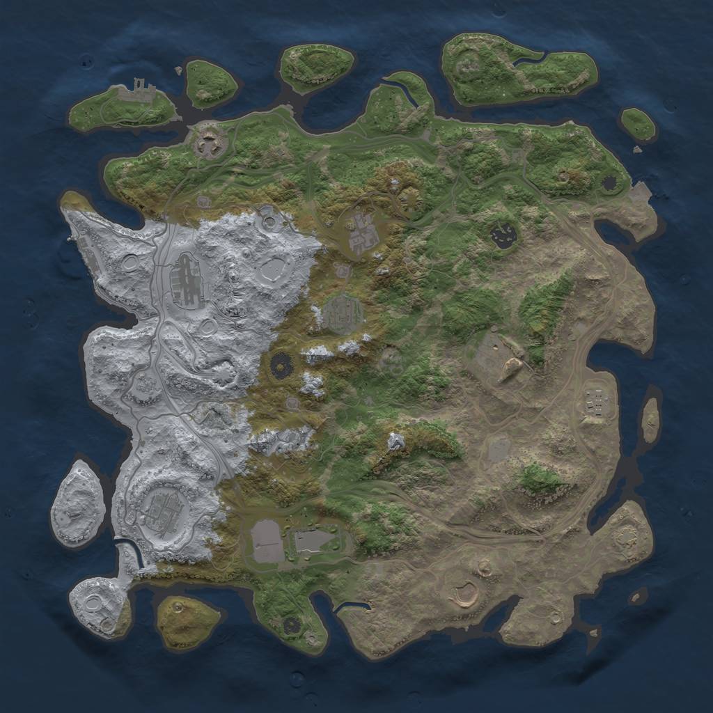Rust Map: Procedural Map, Size: 4250, Seed: 294002859, 19 Monuments