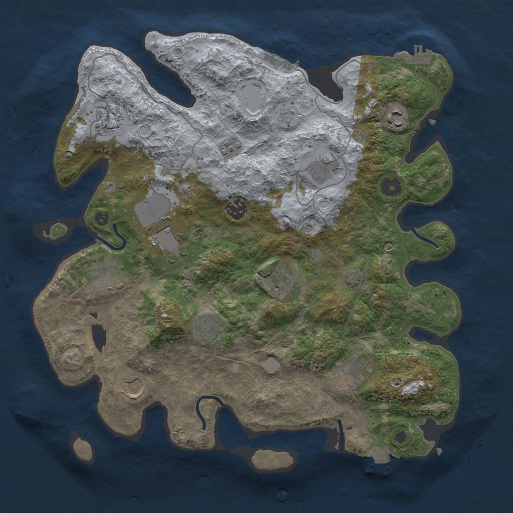 Rust Map: Procedural Map, Size: 3800, Seed: 239978595, 19 Monuments