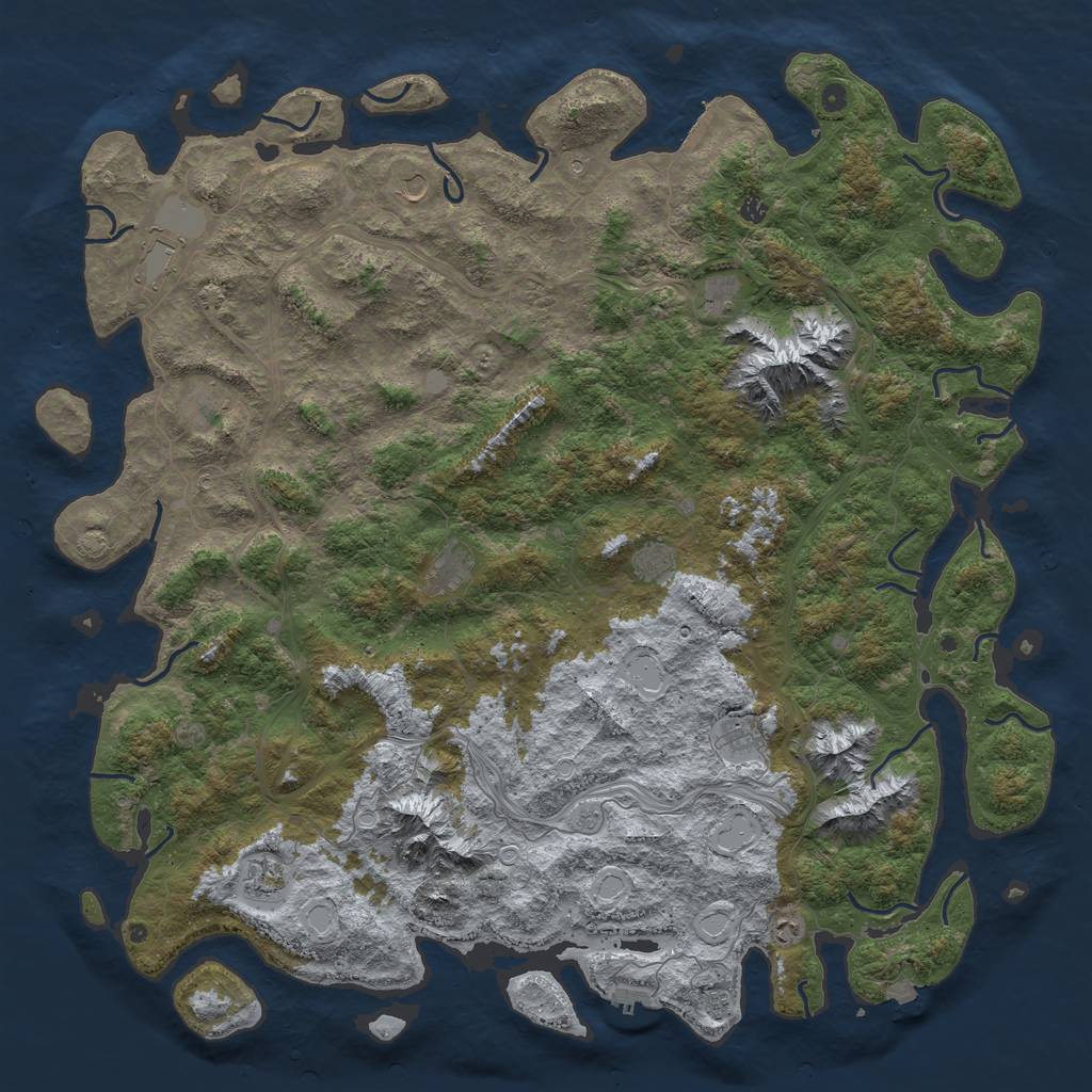 Rust Map: Procedural Map, Size: 6000, Seed: 100956696, 19 Monuments
