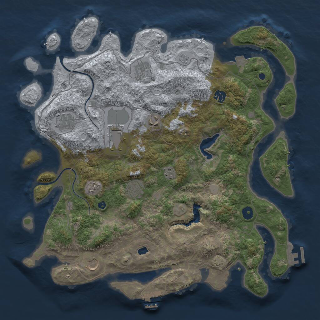 Rust Map: Procedural Map, Size: 4000, Seed: 623559592, 14 Monuments