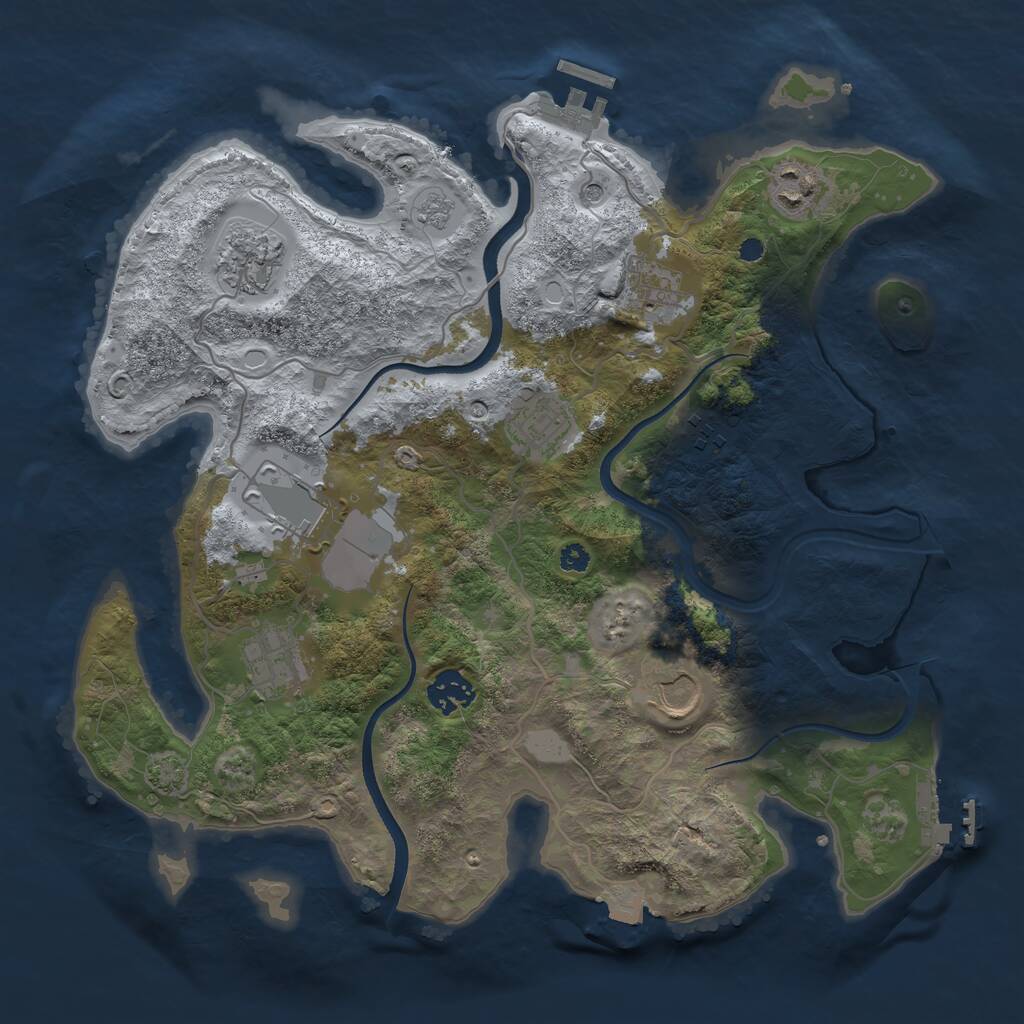 Rust Map: Procedural Map, Size: 3500, Seed: 1196534377, 15 Monuments