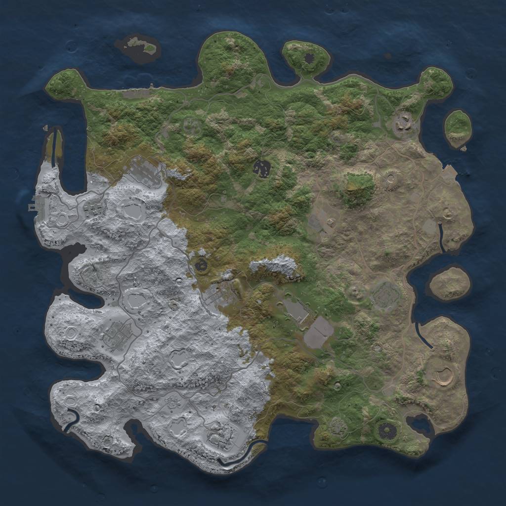 Rust Map: Procedural Map, Size: 4200, Seed: 84679176, 19 Monuments