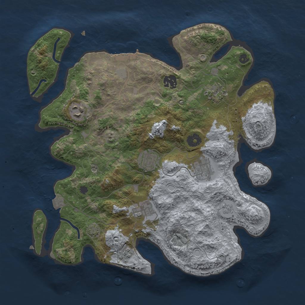 Rust Map: Procedural Map, Size: 3300, Seed: 463521556, 14 Monuments