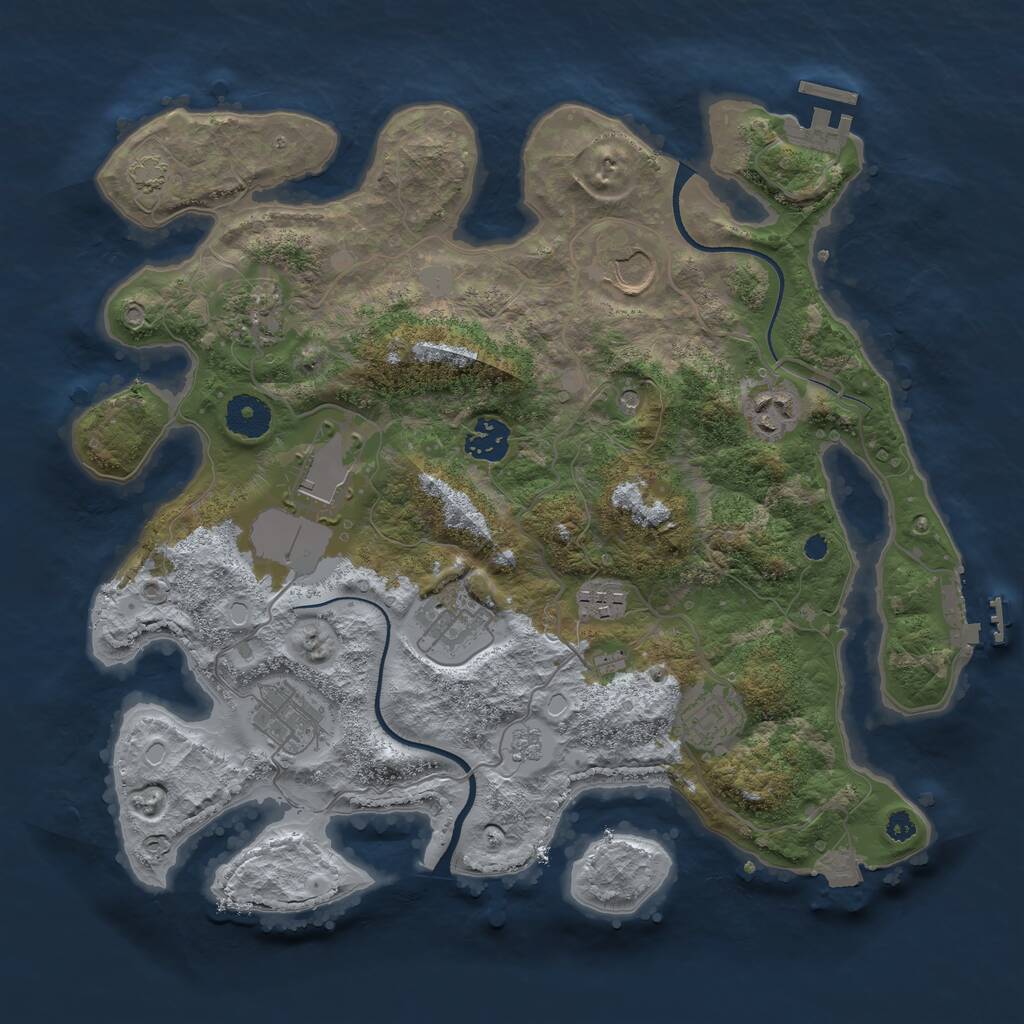 Rust Map: Procedural Map, Size: 3500, Seed: 1384874976, 15 Monuments
