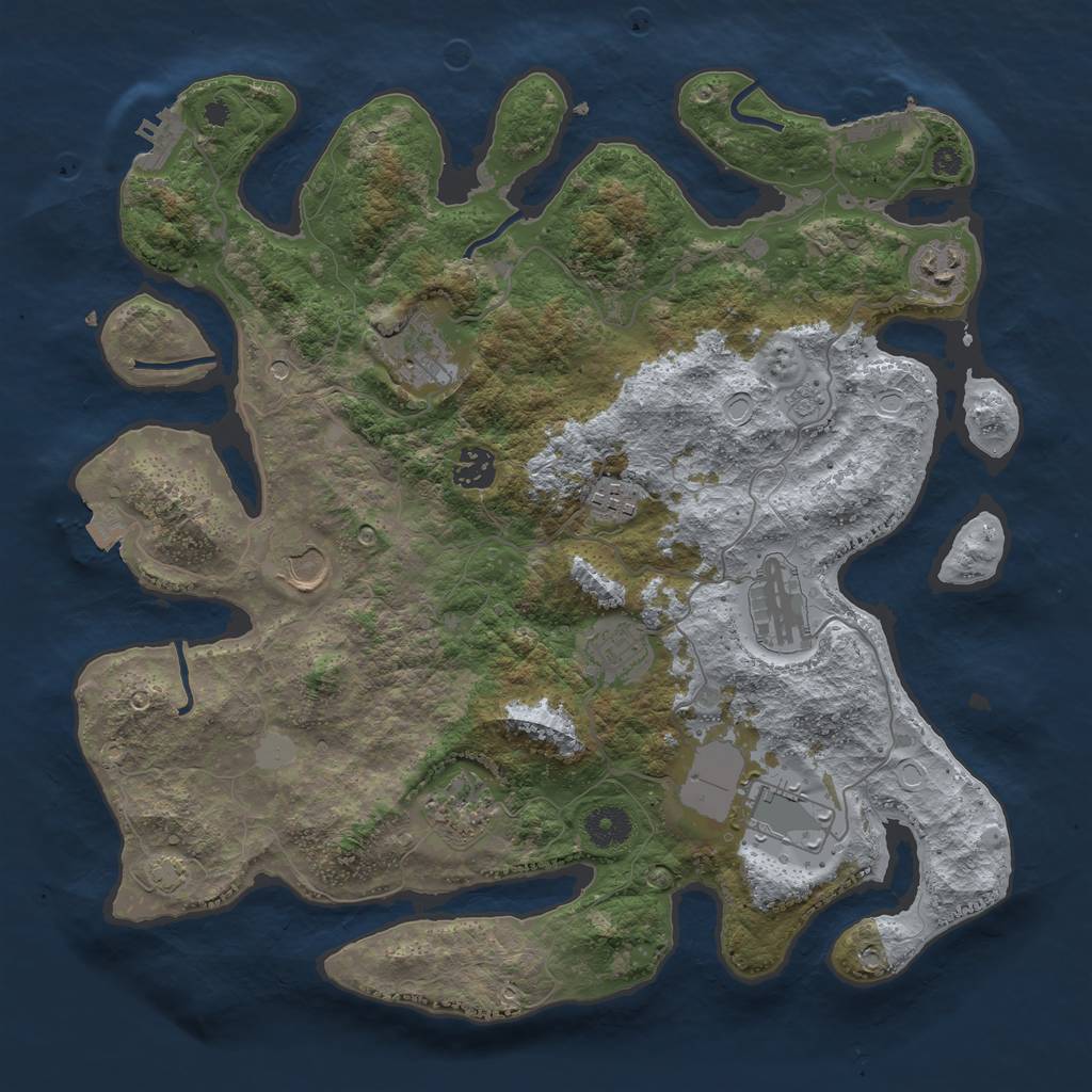 Rust Map: Procedural Map, Size: 3750, Seed: 1801771340, 17 Monuments