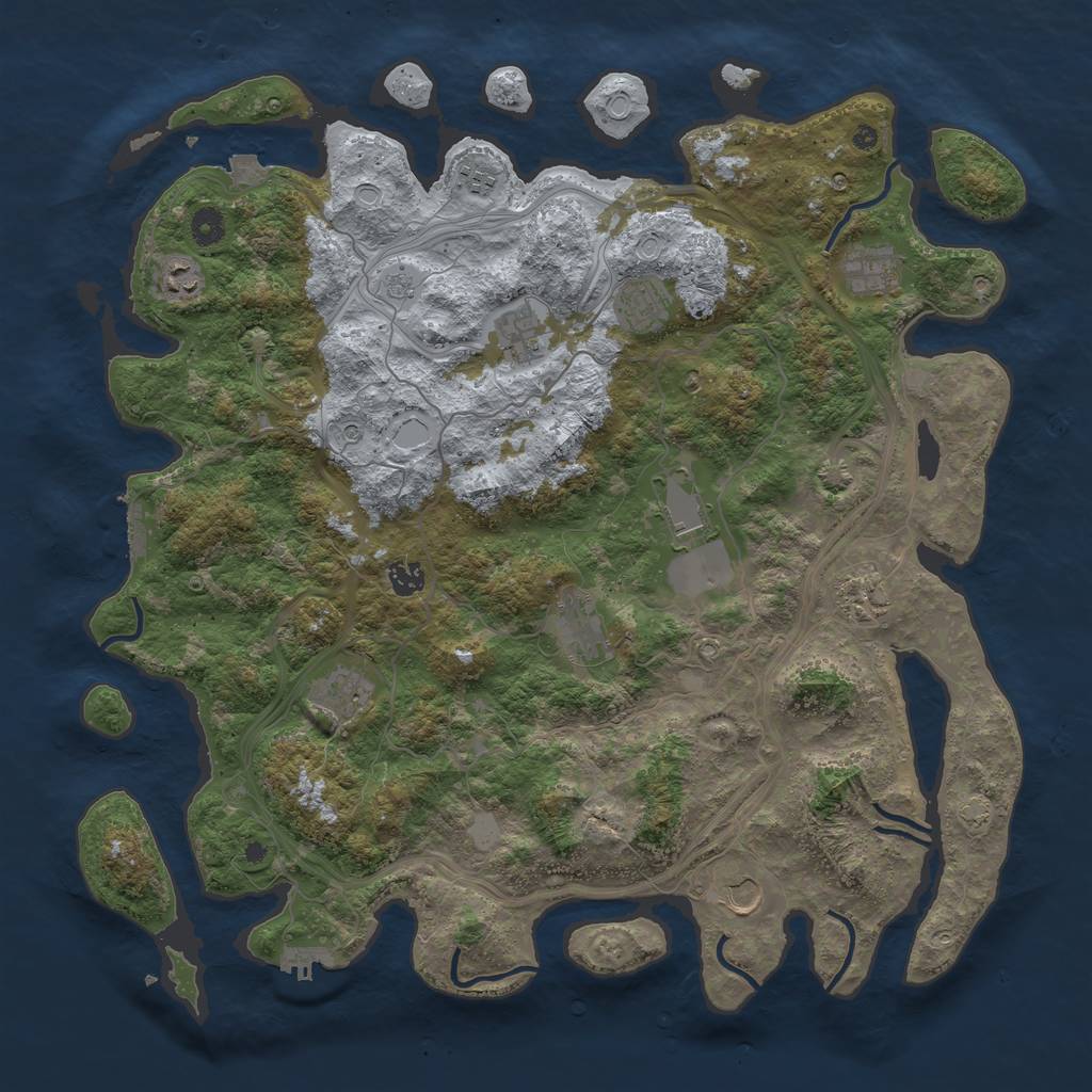 Rust Map: Procedural Map, Size: 4500, Seed: 434665771, 19 Monuments