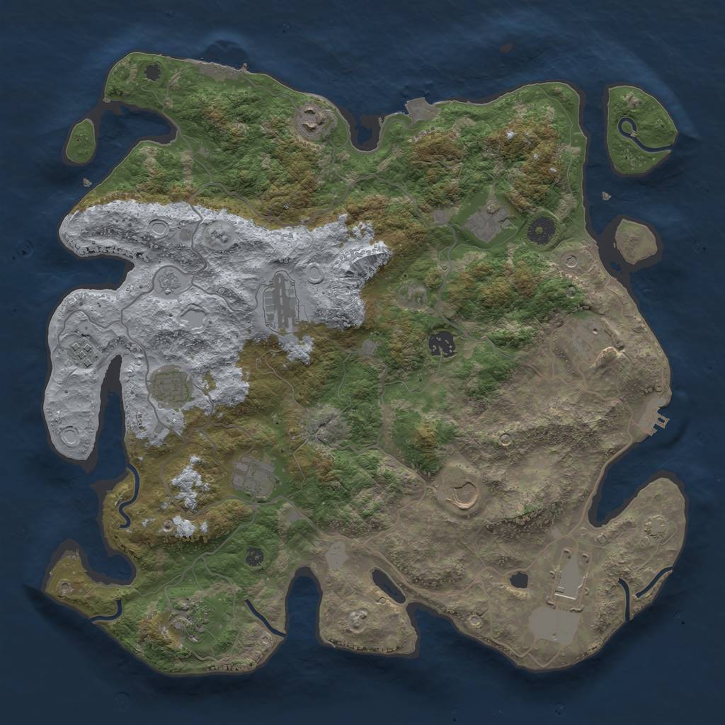 Rust Map: Procedural Map, Size: 4000, Seed: 18135125, 19 Monuments