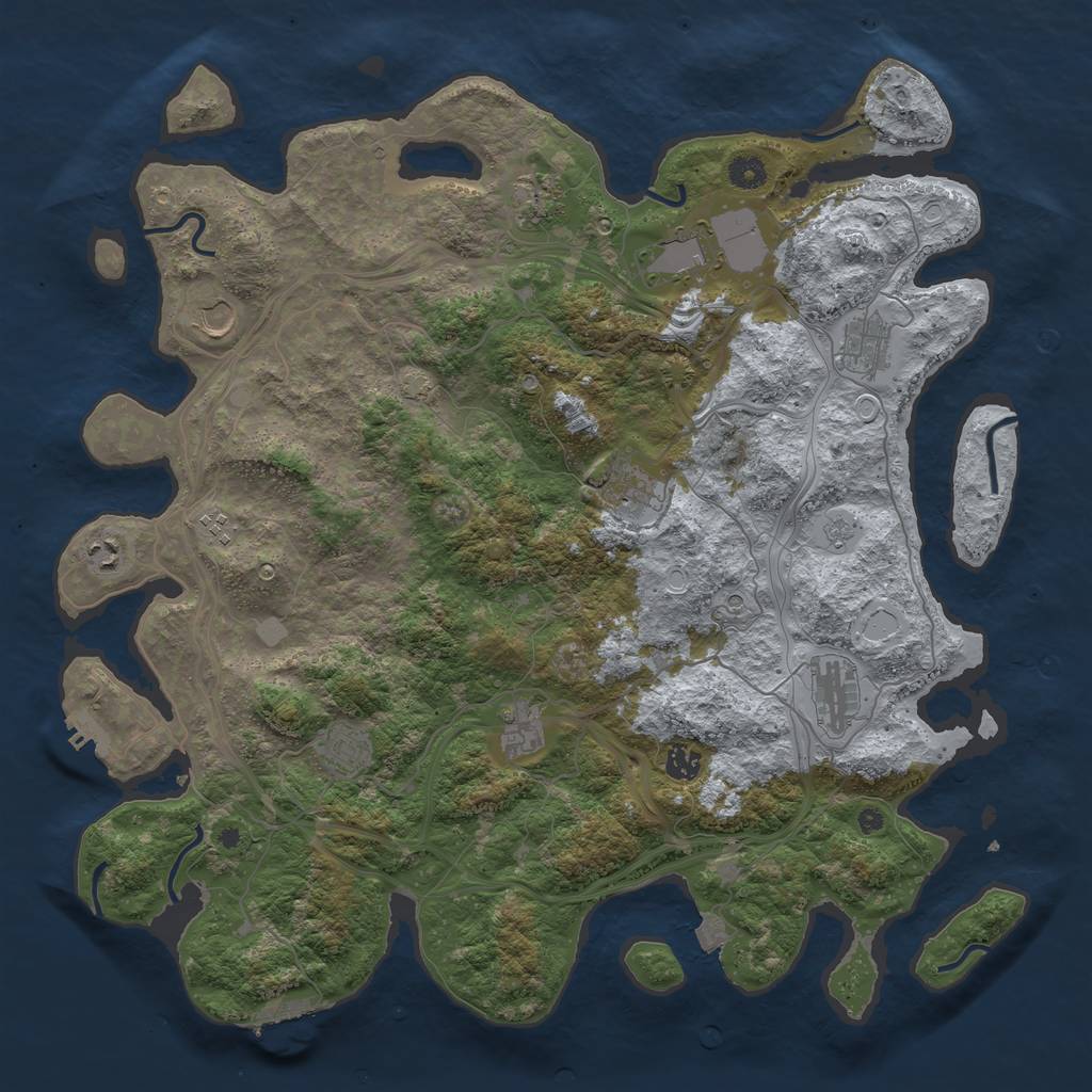 Rust Map: Procedural Map, Size: 4500, Seed: 2098534658, 19 Monuments