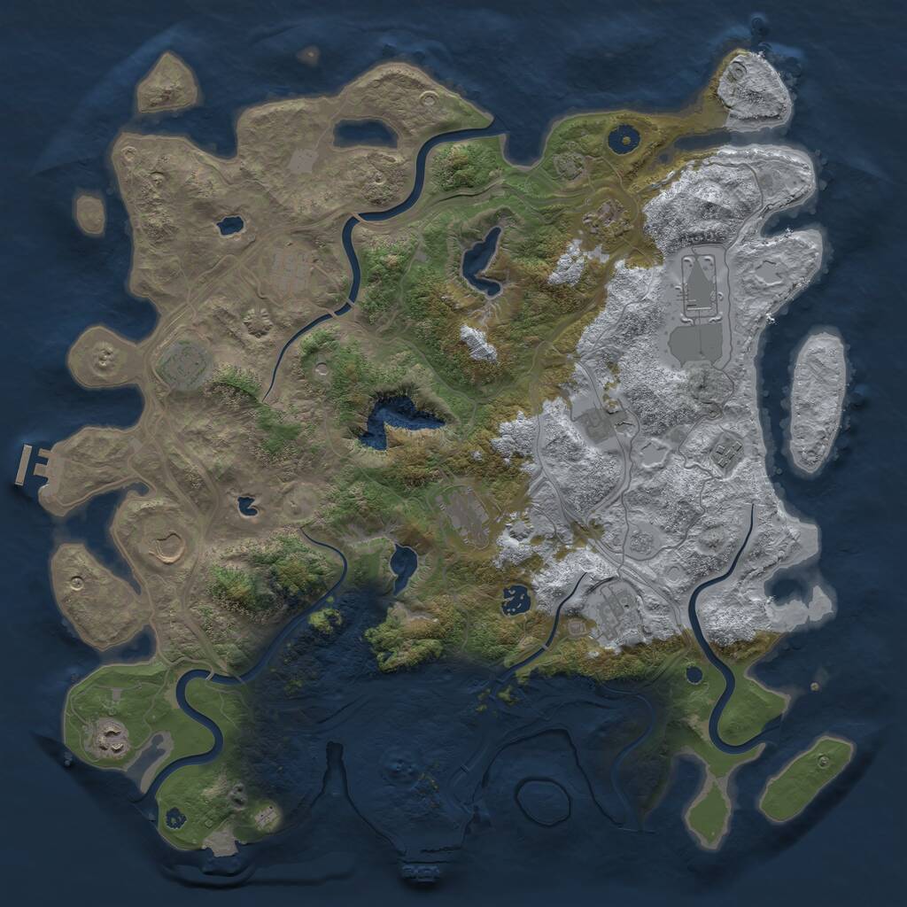 Rust Map: Procedural Map, Size: 4500, Seed: 2098534658, 17 Monuments