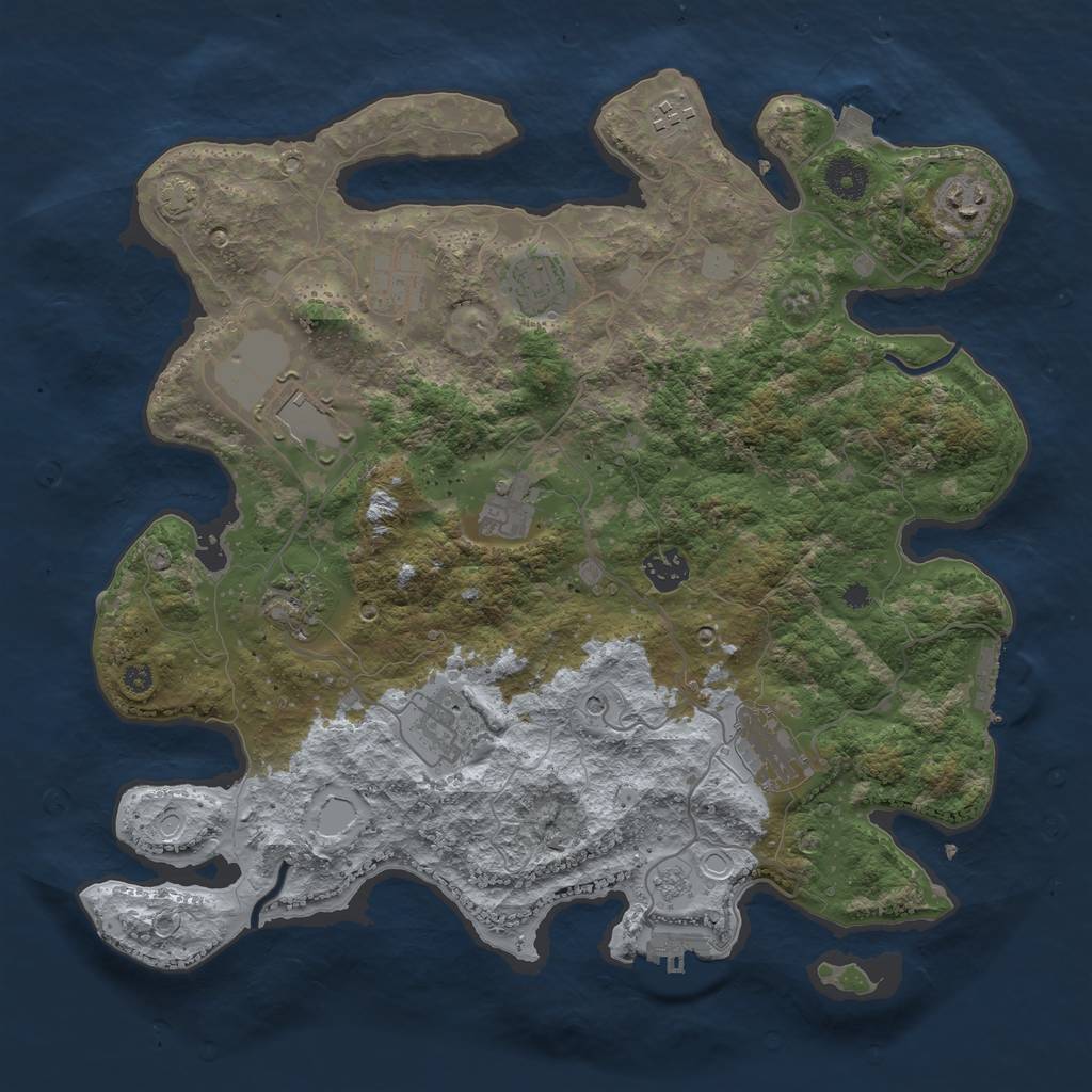 Rust Map: Procedural Map, Size: 3777, Seed: 2062715411, 18 Monuments
