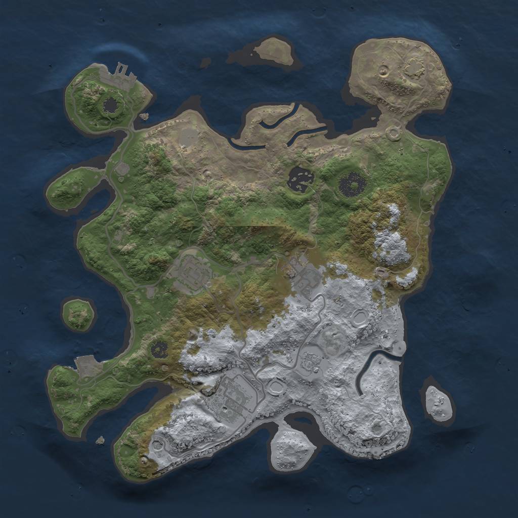 Rust Map: Procedural Map, Size: 3000, Seed: 1889679372, 11 Monuments