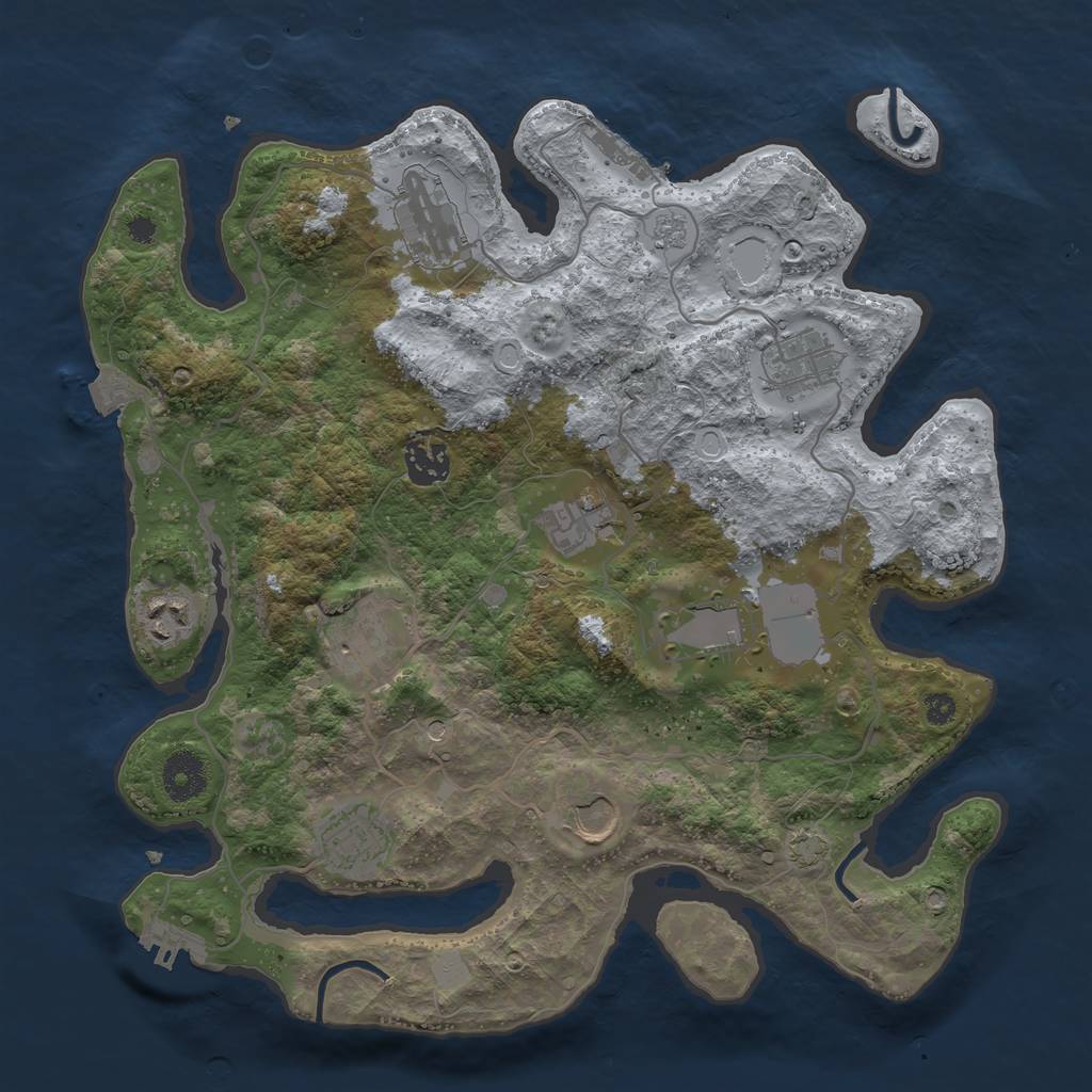 Rust Map: Procedural Map, Size: 3500, Seed: 67293397, 17 Monuments