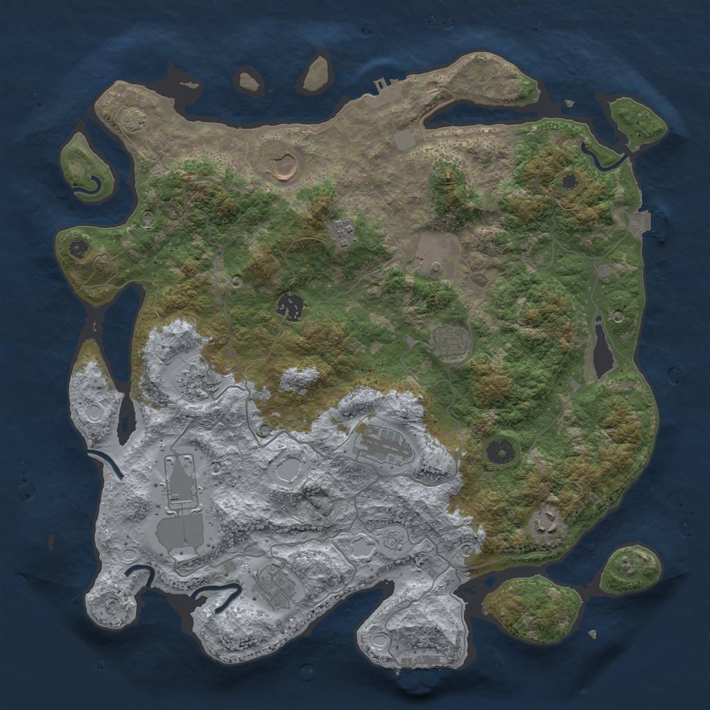 Rust Map: Procedural Map, Size: 4000, Seed: 288731457, 18 Monuments