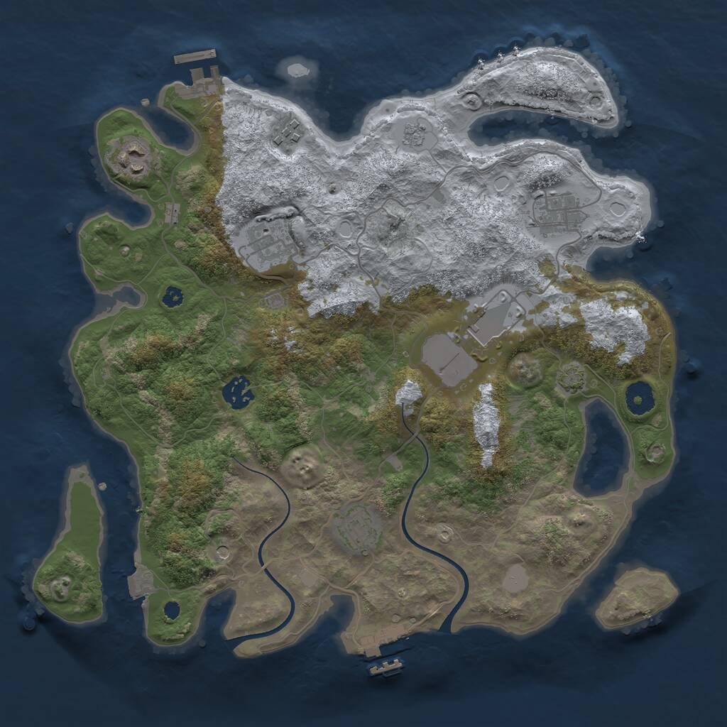 Rust Map: Procedural Map, Size: 3500, Seed: 83608465, 13 Monuments