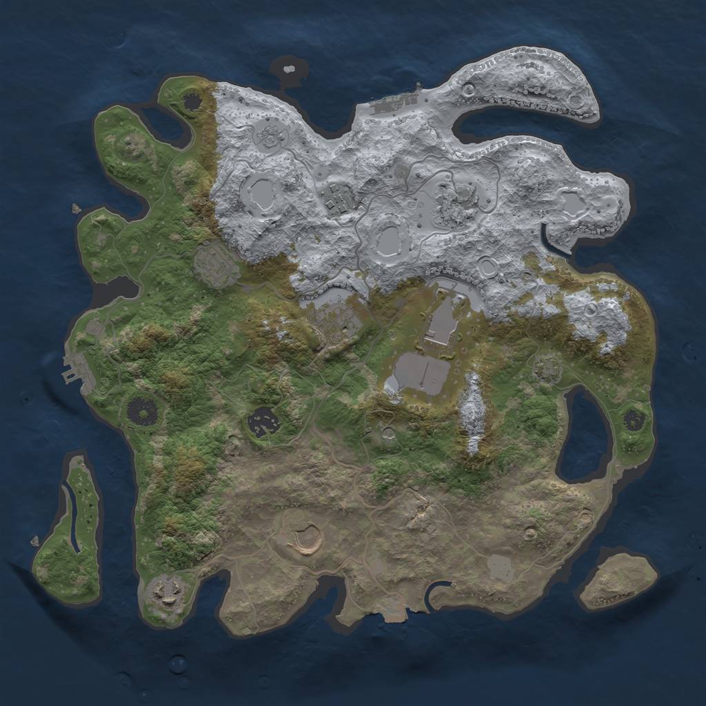 Rust Map: Procedural Map, Size: 3500, Seed: 83608465, 16 Monuments