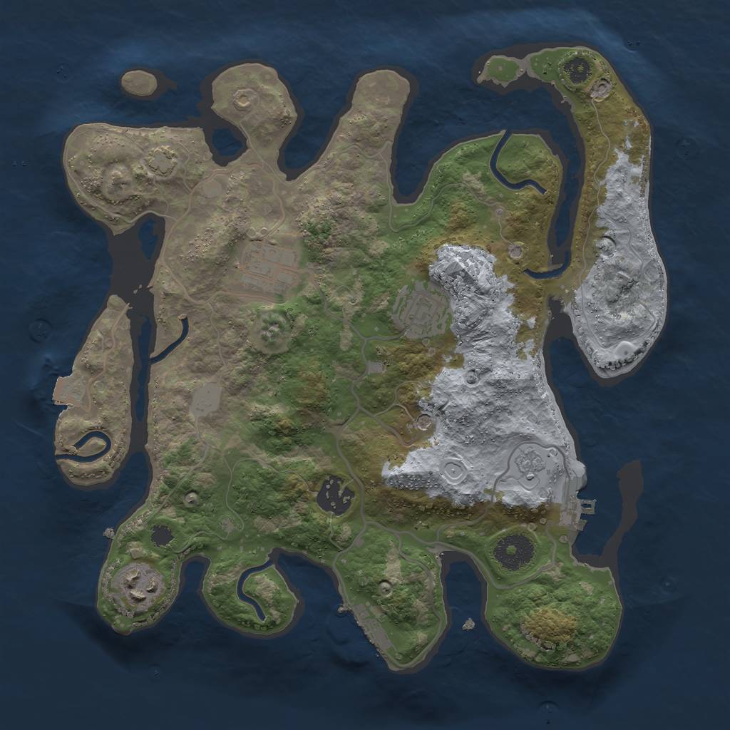 Rust Map: Procedural Map, Size: 3000, Seed: 758457973, 12 Monuments