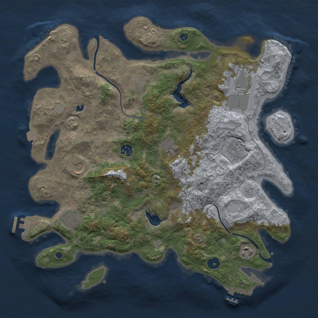 Rust Map: Procedural Map, Size: 4000, Seed: 2046210059, 14 Monuments