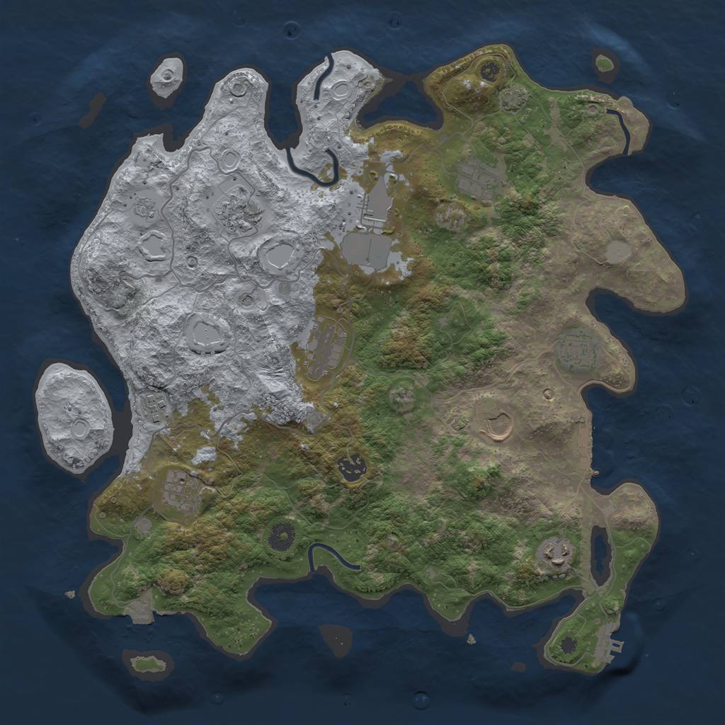 Rust Map: Procedural Map, Size: 3900, Seed: 21, 18 Monuments