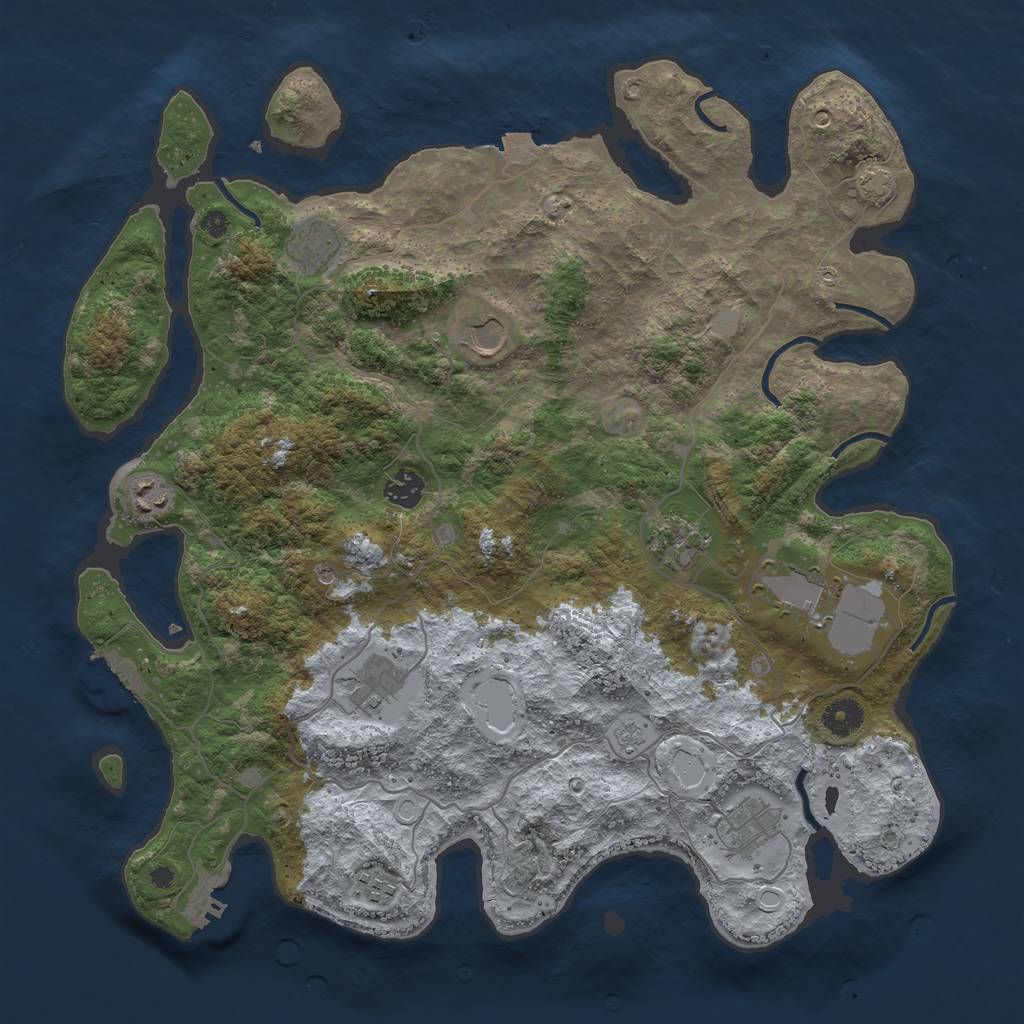 Rust Map: Procedural Map, Size: 4000, Seed: 863139818, 17 Monuments