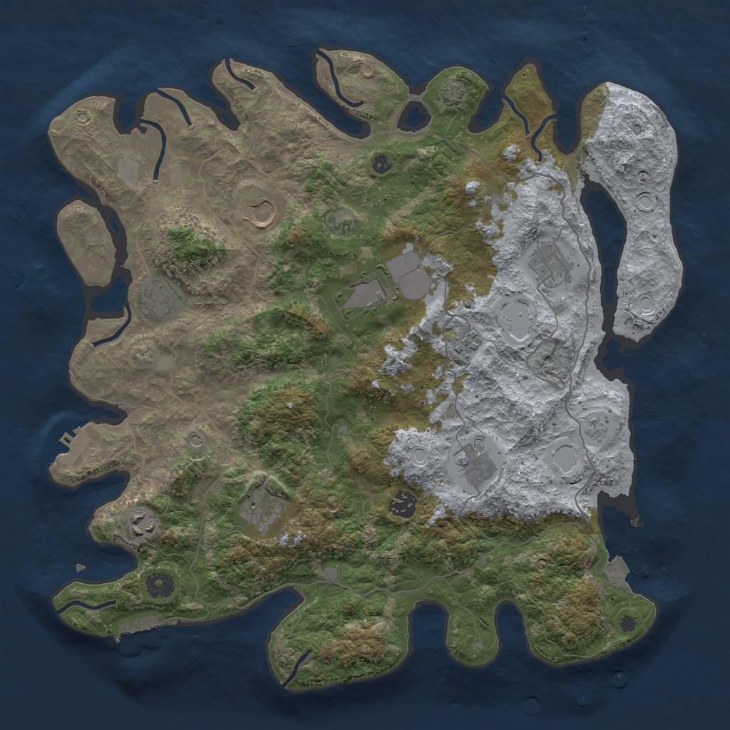 Rust Map: Procedural Map, Size: 4000, Seed: 2001872461, 17 Monuments