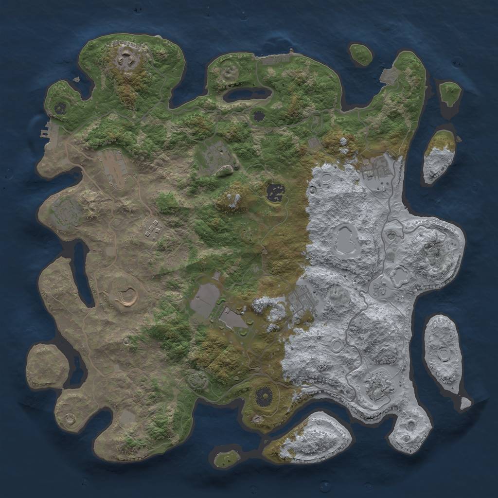 Rust Map: Procedural Map, Size: 4000, Seed: 847695380, 19 Monuments