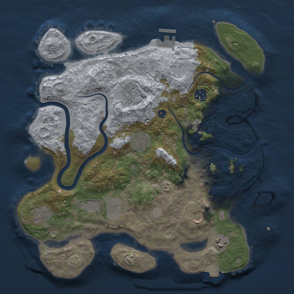 Rust Map: Procedural Map, Size: 3500, Seed: 2117108058, 13 Monuments