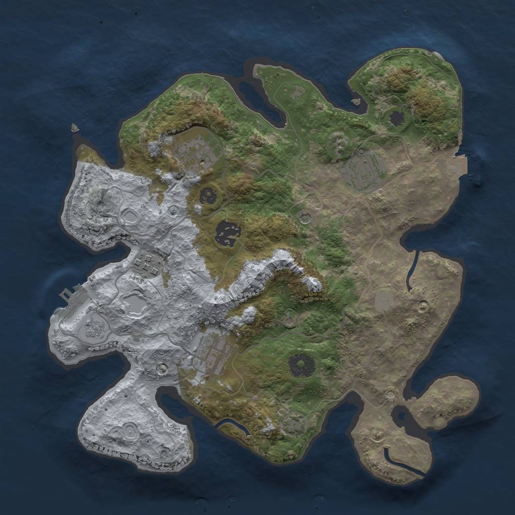 Rust Map: Procedural Map, Size: 3000, Seed: 1239462952, 12 Monuments