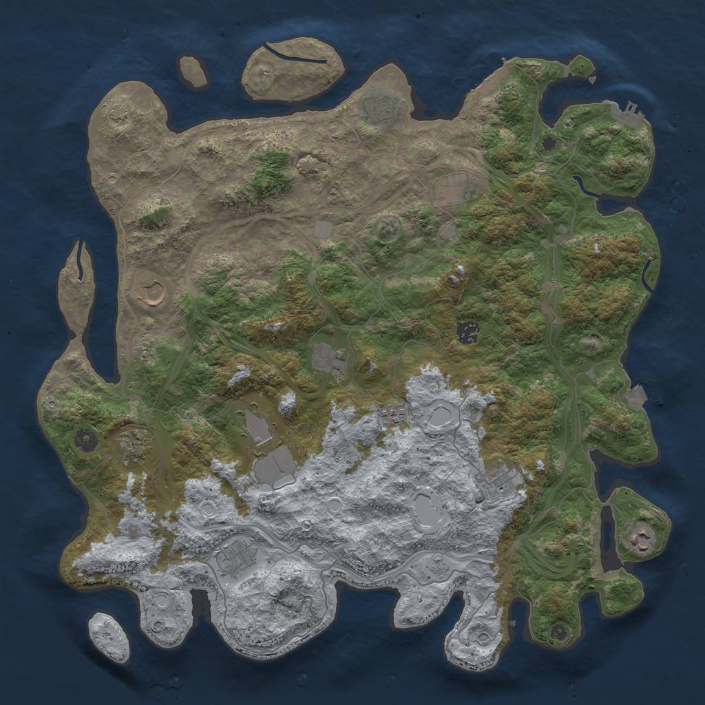 Rust Map: Procedural Map, Size: 4500, Seed: 1891744225, 19 Monuments