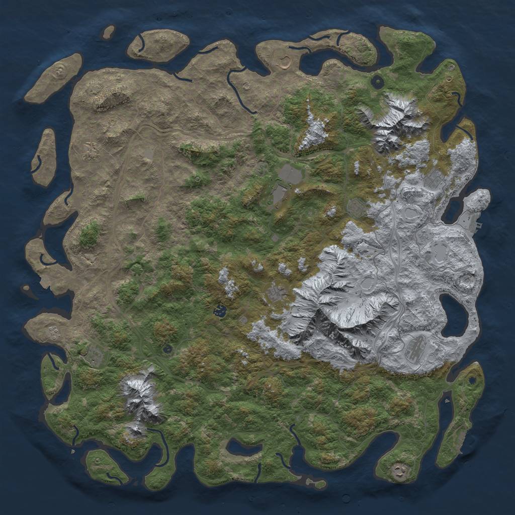 Rust Map: Procedural Map, Size: 6000, Seed: 67137668, 19 Monuments