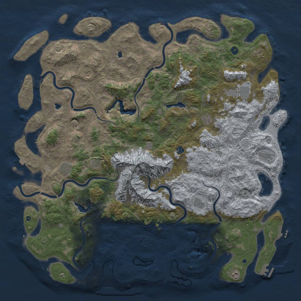 Rust Map: Procedural Map, Size: 6000, Seed: 67137668, 17 Monuments