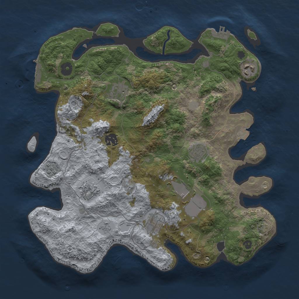 Rust Map: Procedural Map, Size: 3500, Seed: 1049445017, 16 Monuments