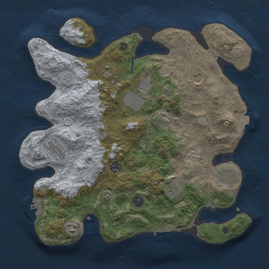 Rust Map: Procedural Map, Size: 3500, Seed: 1539365397, 17 Monuments