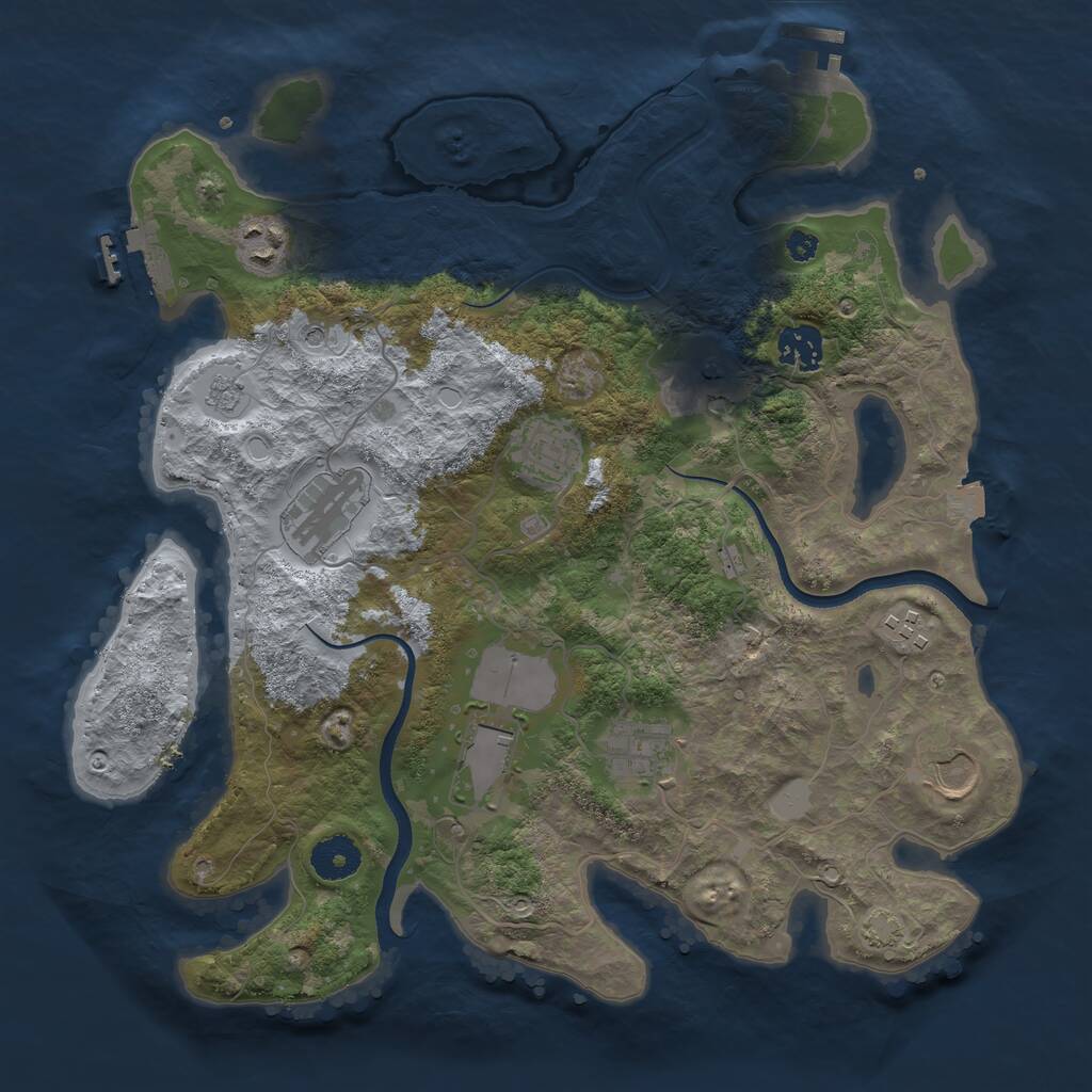 Rust Map: Procedural Map, Size: 3500, Seed: 1555809901, 15 Monuments
