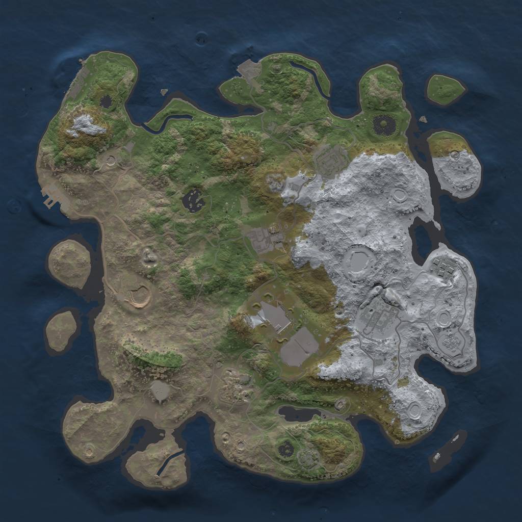 Rust Map: Procedural Map, Size: 3500, Seed: 1936309177, 16 Monuments
