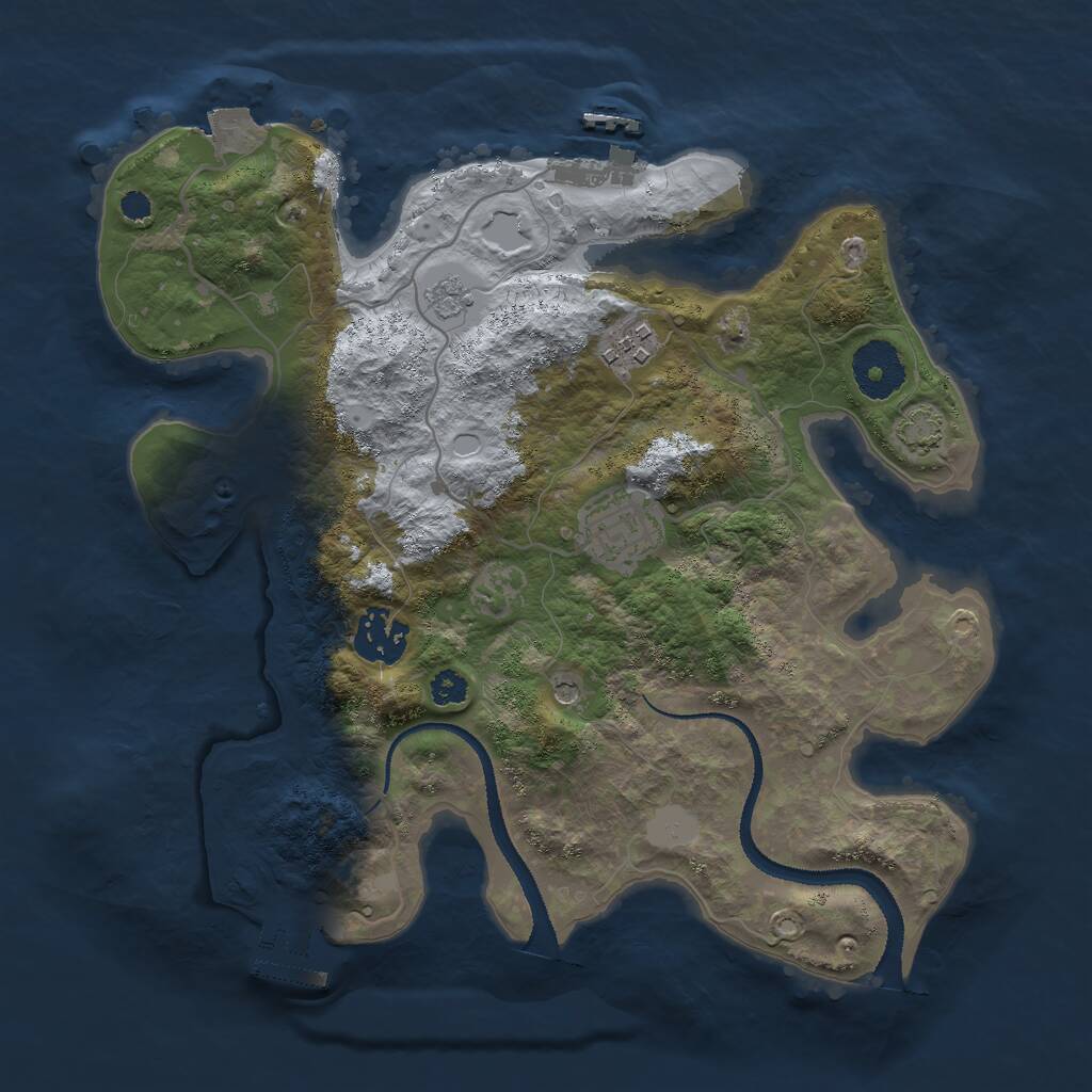 Rust Map: Procedural Map, Size: 3000, Seed: 777897584, 9 Monuments