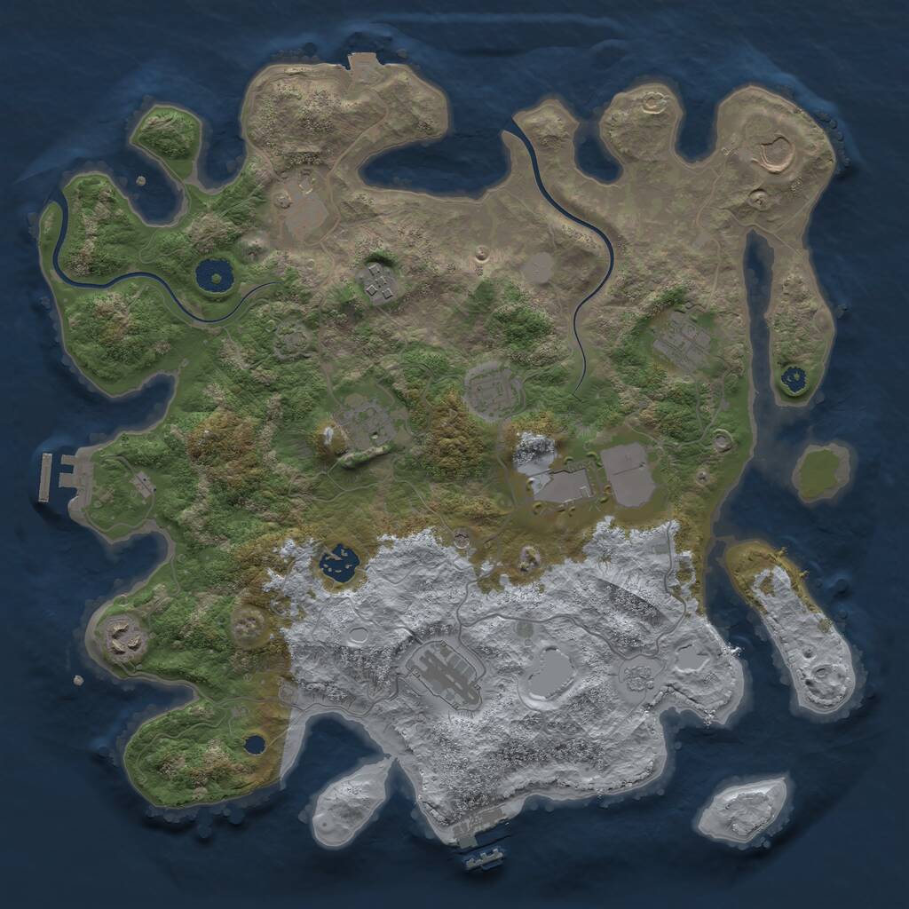 Rust Map: Procedural Map, Size: 3750, Seed: 63749, 16 Monuments