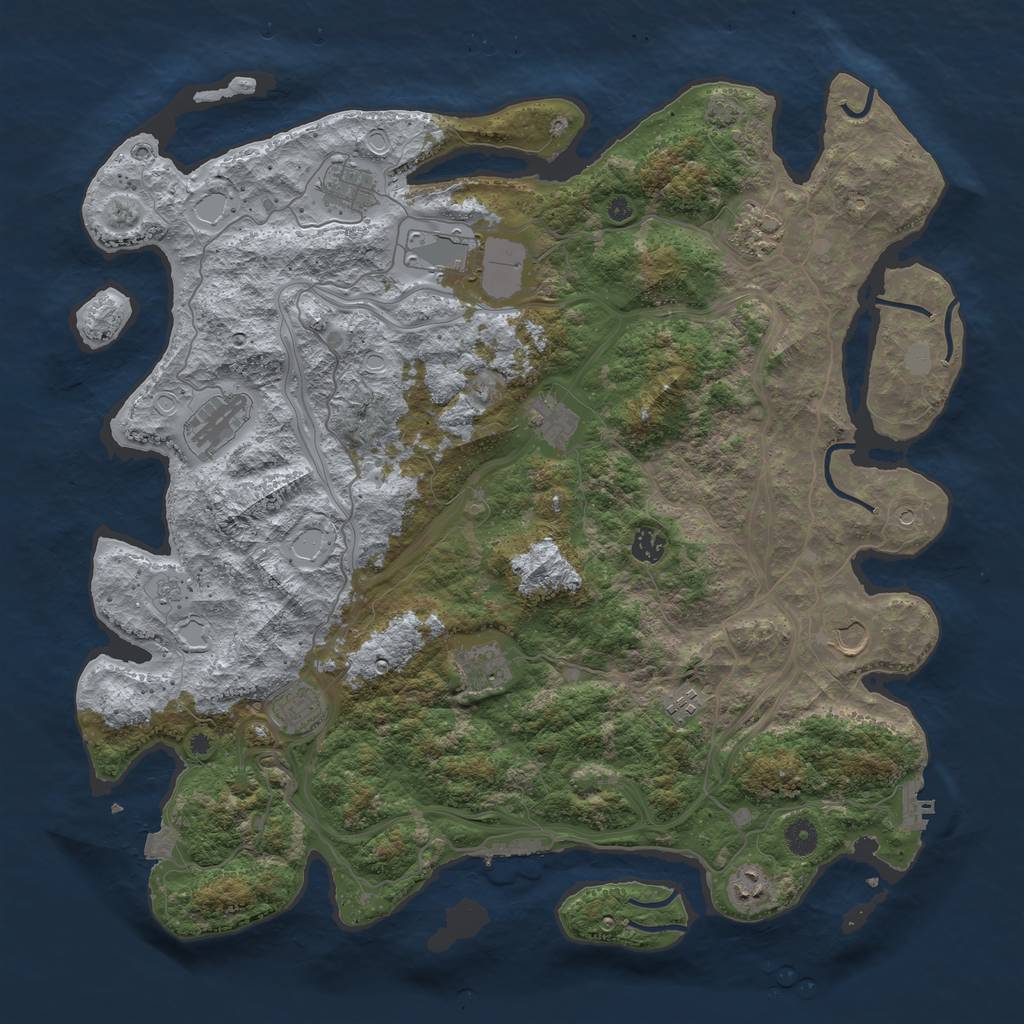 Rust Map: Procedural Map, Size: 4500, Seed: 204022749, 19 Monuments