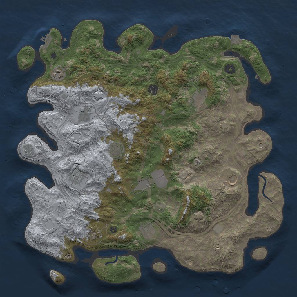 Rust Map: Procedural Map, Size: 4250, Seed: 481596351, 18 Monuments