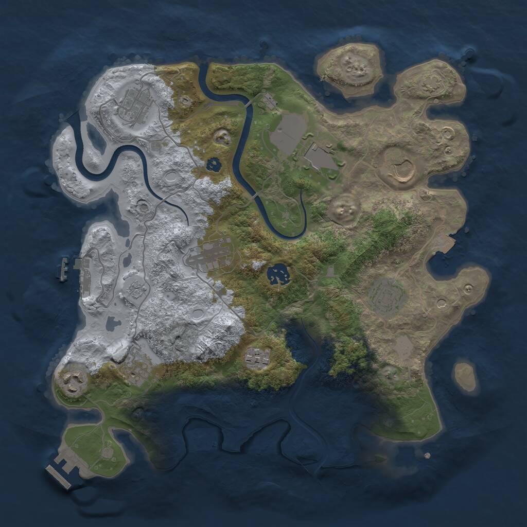 Rust Map: Procedural Map, Size: 3500, Seed: 78686545, 15 Monuments
