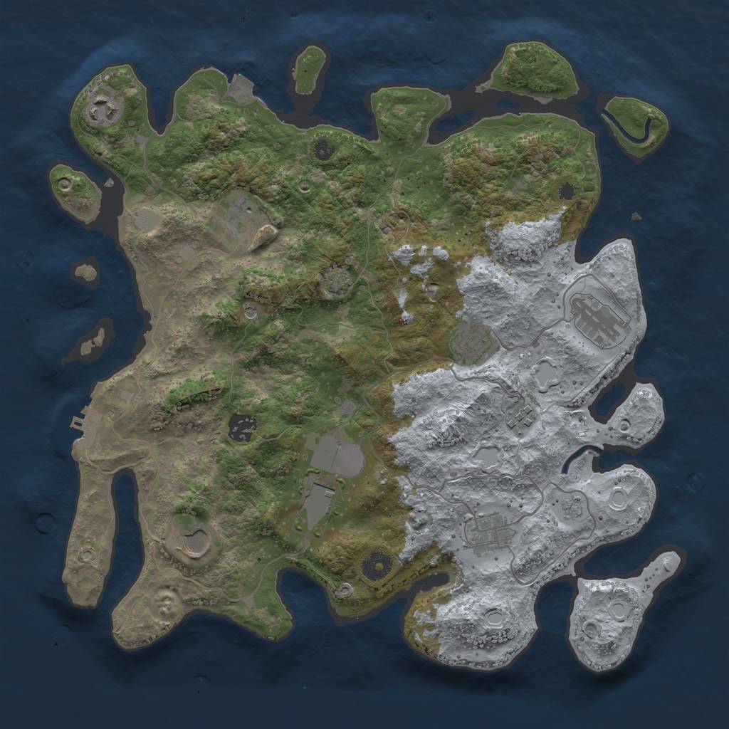 Rust Map: Procedural Map, Size: 3750, Seed: 90407032, 16 Monuments