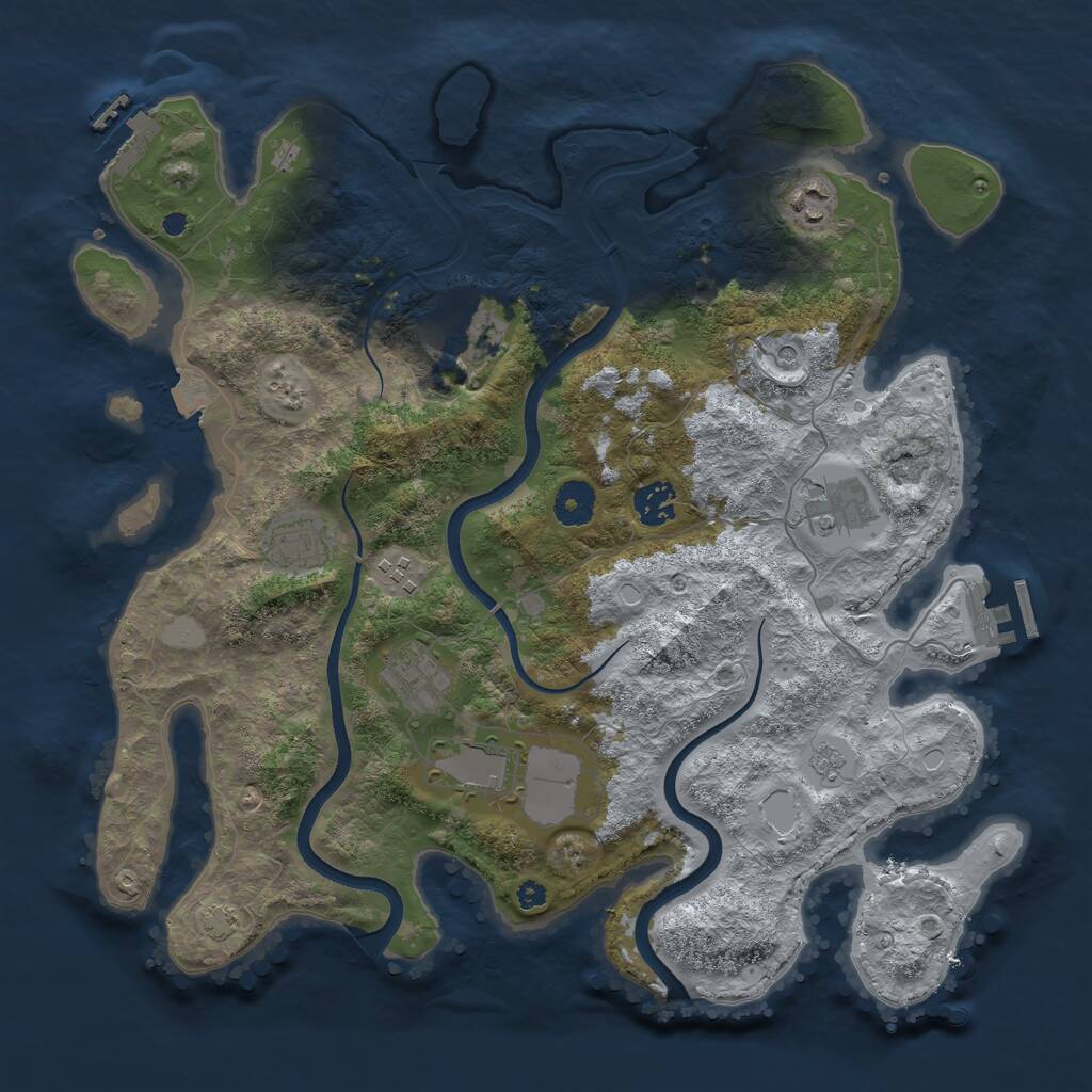 Rust Map: Procedural Map, Size: 3750, Seed: 90407032, 14 Monuments